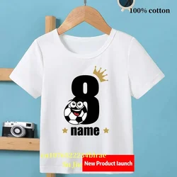 Kids T Shirt Personalised Soccer Number NAME Crown Boys T Shirt Baby Football Clothes Birthday Party Gift Children’S Tee Tops