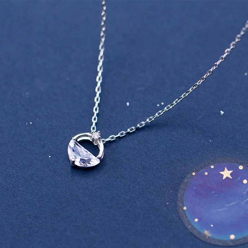 Modian Hot Sale Round Irregular Clear Zircon Charm Necklace Pendant Fashion 925 Sterling Silver Jewelry For Women Party Gift