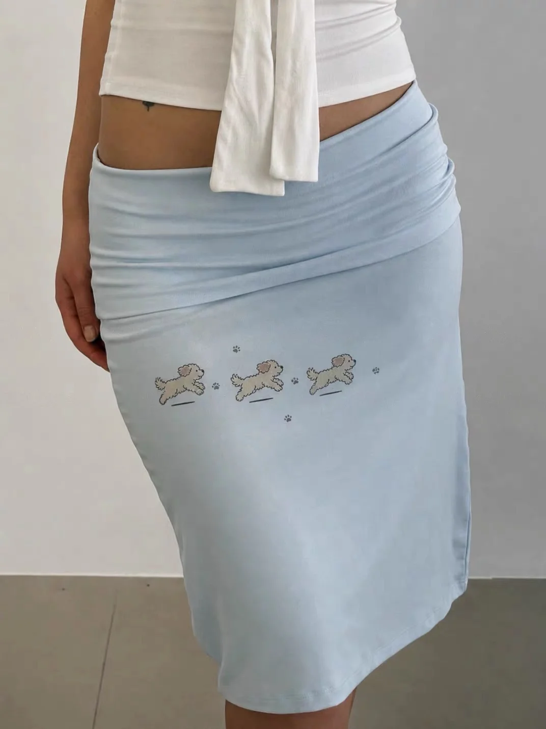 High Waist A-Line Skirt Women Slim Fit Dog Print Bodycon Skirt Dongda Gate New Style Pure Desirable Spicy Girl Fashion
