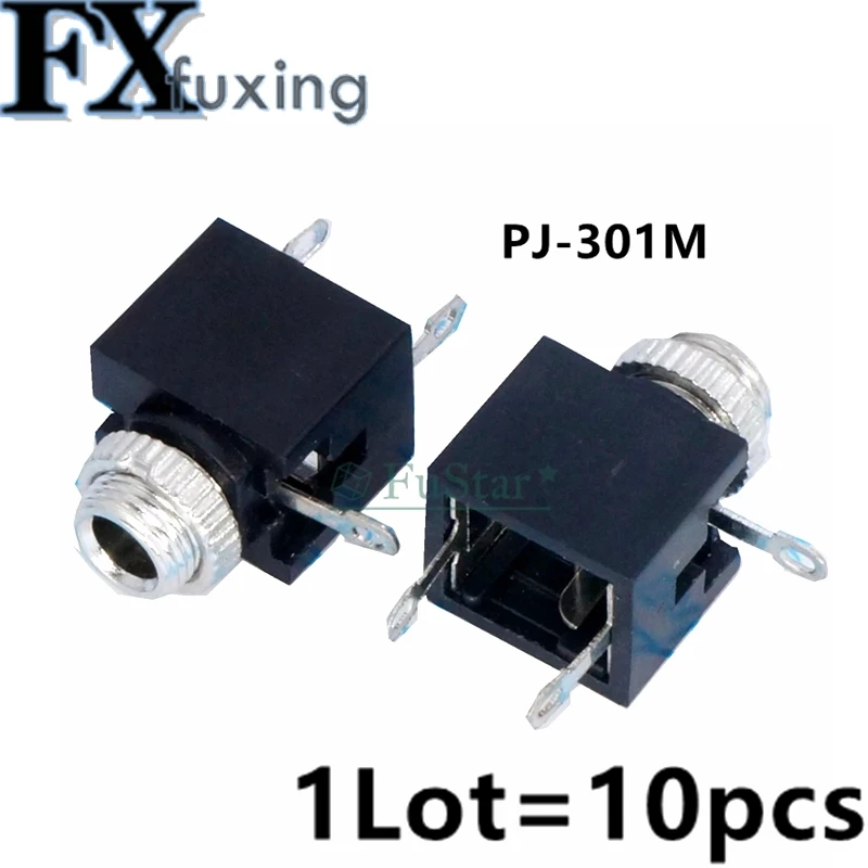 10 قطعة/الوحدة PJ-301M 3.5 مللي متر الإناث الصوت موصل 3 دبوس DIP سماعة جاك المقبس مونو قناة مزدوجة المسار المقبس واحدة سونيك جاك