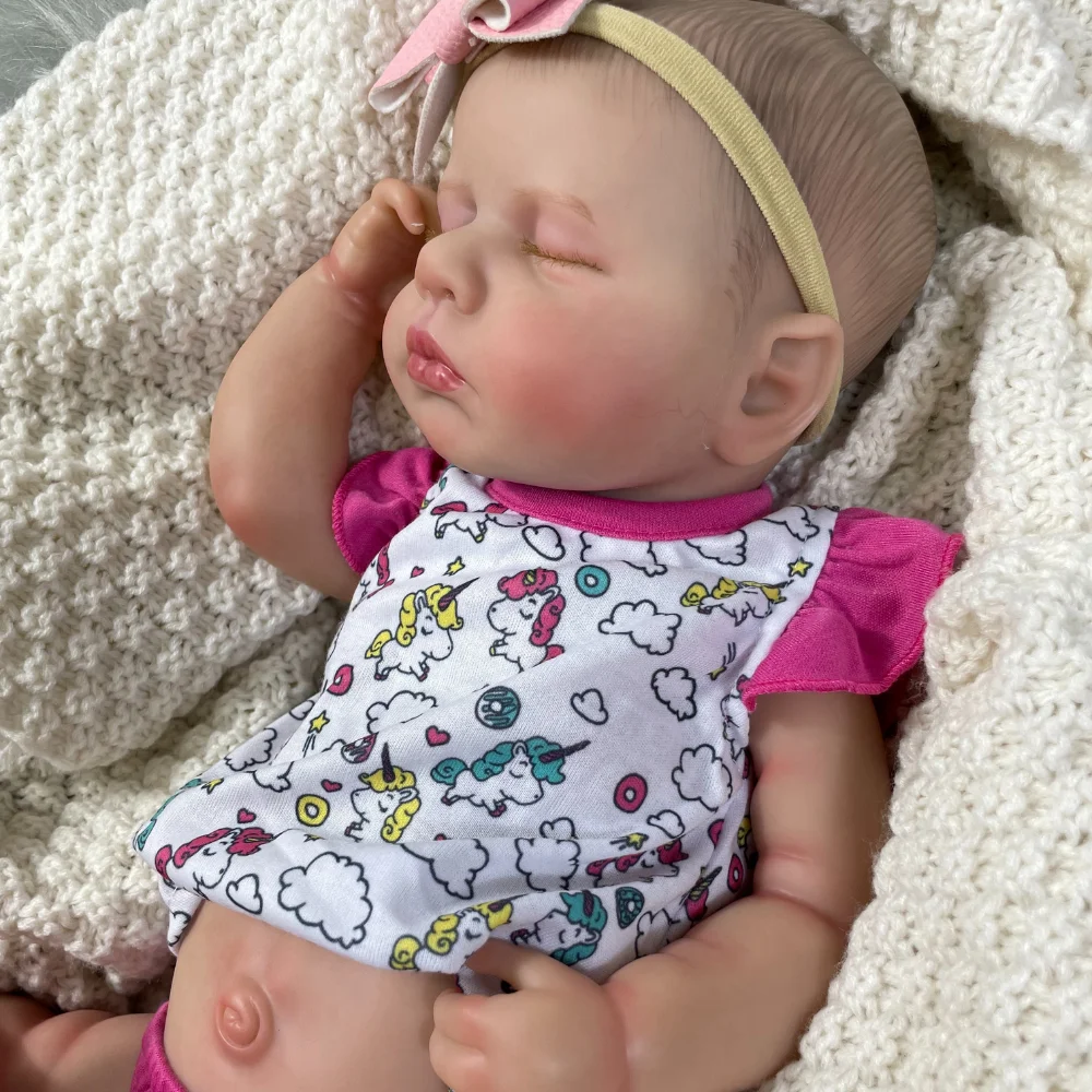 

50CM Already Finished Reborn Doll LouLou Full Body Vinyl Washable Reborn Sleeping Flexible 3D Skin Tone with Visible Veins Doll