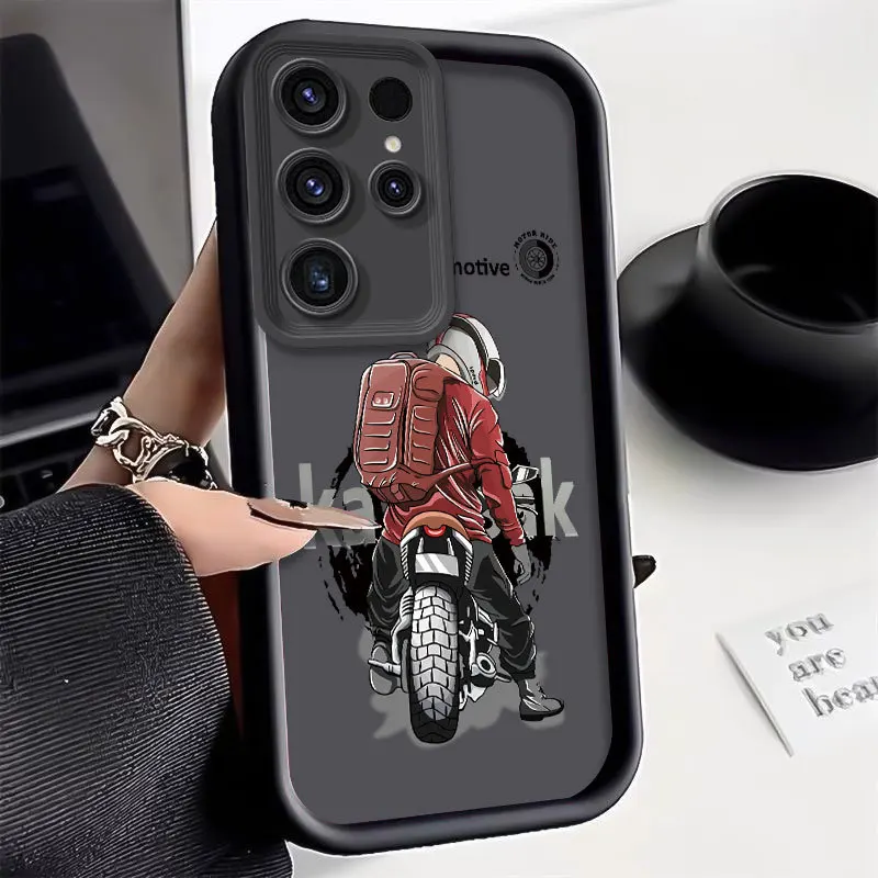 Trend Cool Biker Motorcycle Silicone Case For sumsung S21 S22 S23 S24 Plus FE Ultra A54 A 53 A52 Bumper Soft Protectiou cover