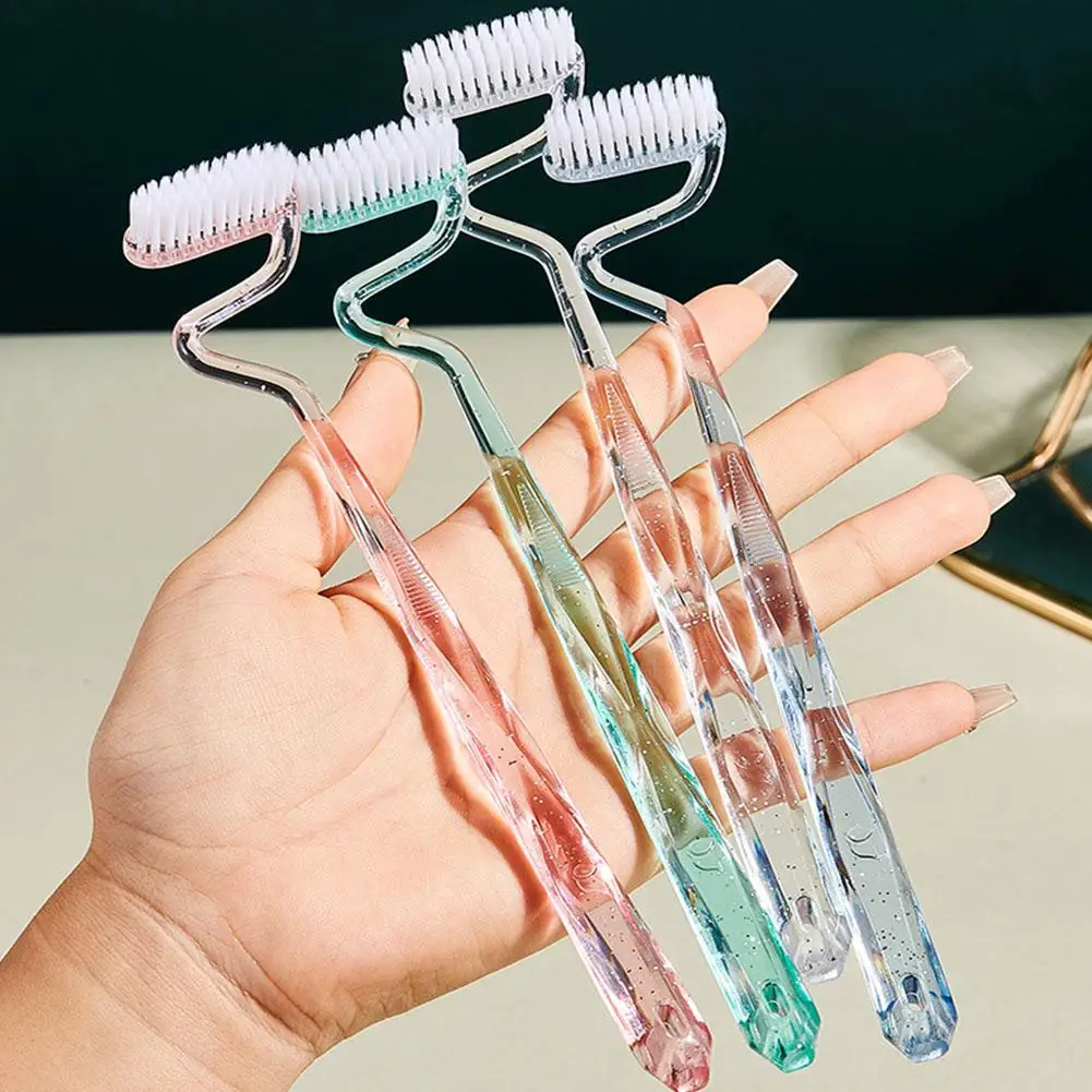 New Soft S-shaped Toothbrush Oral Care Massage Vertical Toothbrush Tongue Coating Cleaning Interdental Brush Adults 4pcs/set