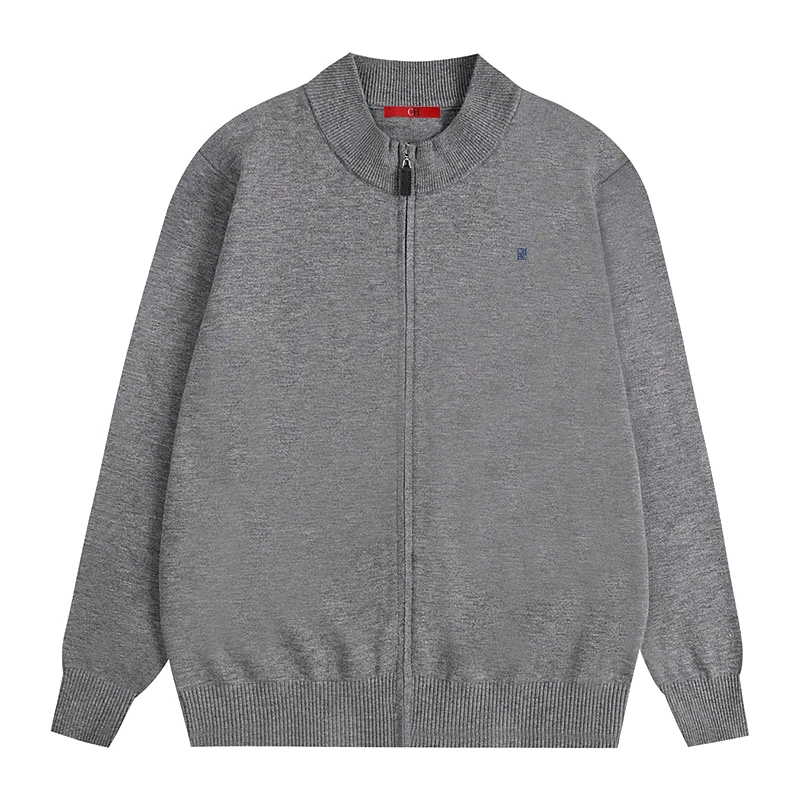 CH Herren Strickjacke mit Reißverschluss Stehkragen Langarm Casual Pullover Jacke Herbst Winter Oberbekleidung – Detail 4