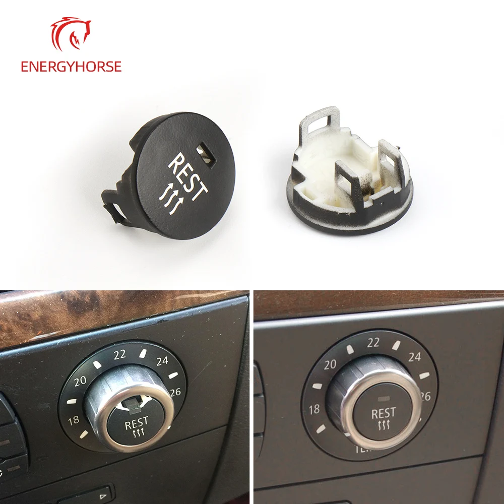 OFF/Rest/Max Car Heater Climate Control Knob Panel Air Conditioner Button Switches Repair Cap Cover For BMW 5 Series E60 E61