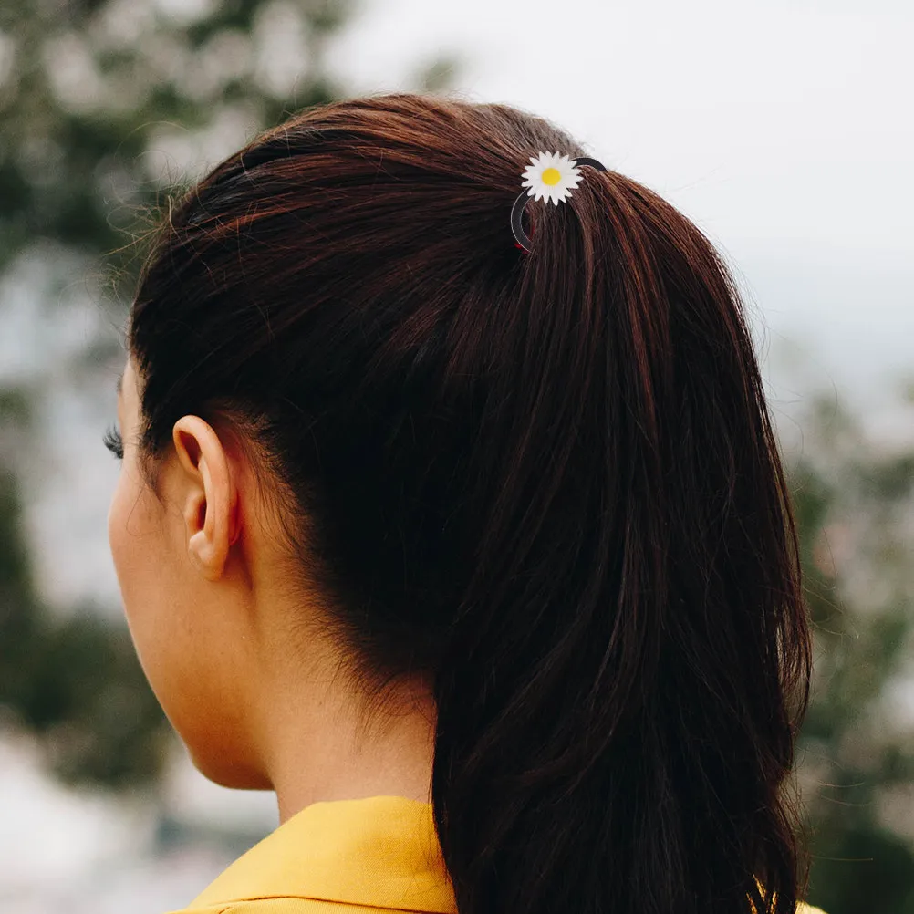 6Pcs Flower Shape Hair Band Set Daisy Hairband for Ladies Cute Delicate Hair Rope Clip Elegant Travel Music Party