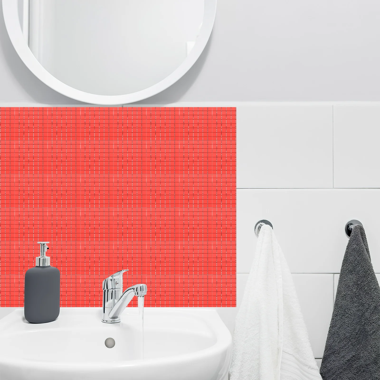 

6 Rolls Mosaic Tile Sticker Self-Adhesive Easy Clean Wall Sticker for Kitchen Bathroom DIY Tile Decals DIY Decal