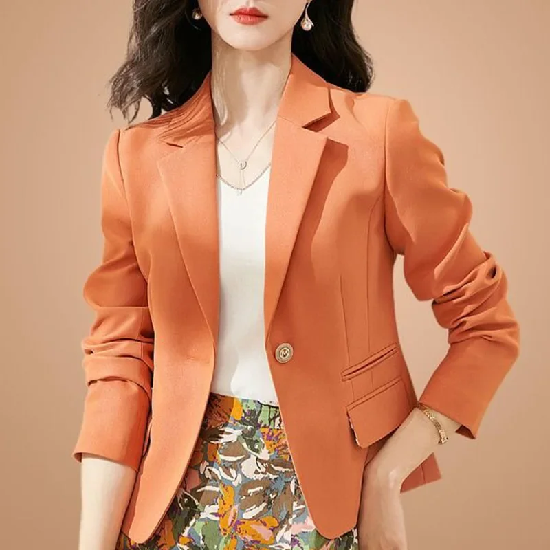 

Elegant Lapel Button Spliced Solid Color All-match Blazer Women's Clothing 2024 Autumn New Casual Tops Loose Office Lady Blazers