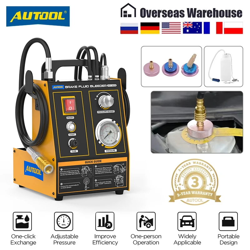 AUTOOL AST605 Автомобильный комплект для прокачки тормозов, экстрактор тормозного масла, насос-обменник, инструмент для вакуумной прокачки 0,7-0,25 бар