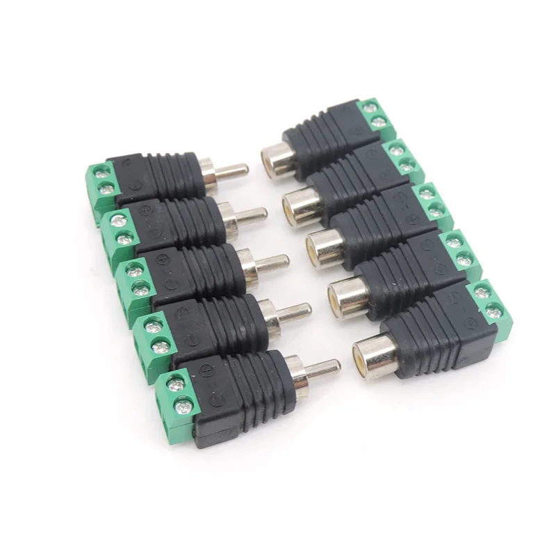 Conector macho RCA y conector hembra, adaptador de bloque de terminales RCA, AV, Audio, vídeo, cámara CCTV, altavoz, conectores de Cable