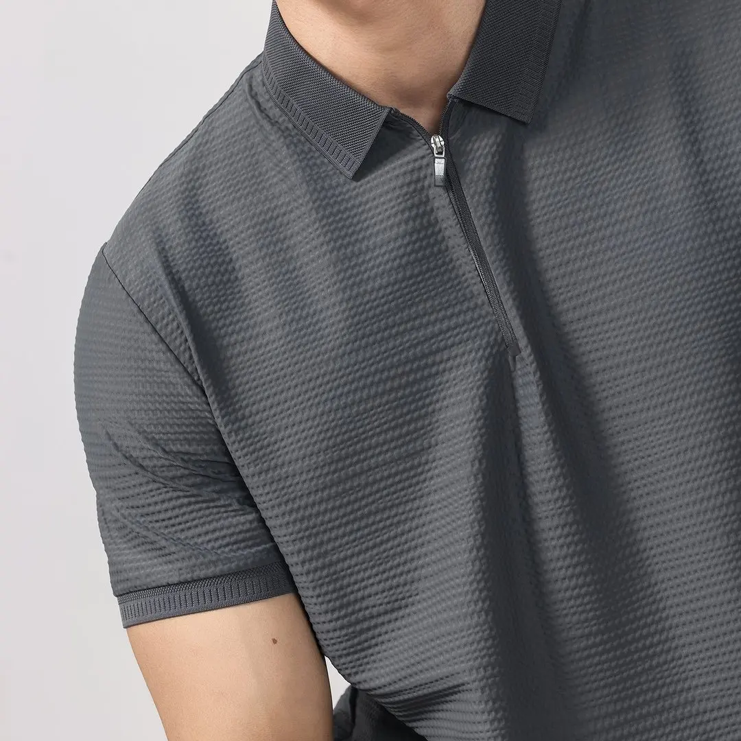 Summer Cool Quick Dry Lightweight Polo Shirt Men Fashion Casual Business Short Sleeve Casual T-shirt Commute Tshirt