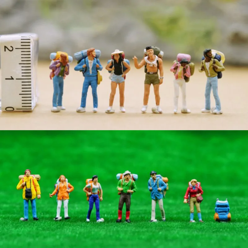 

Miniature Scale 1:87 Model People HO Micro Human Backpacker Figures Diy Landscape Scene Layout 6Pcs/Set