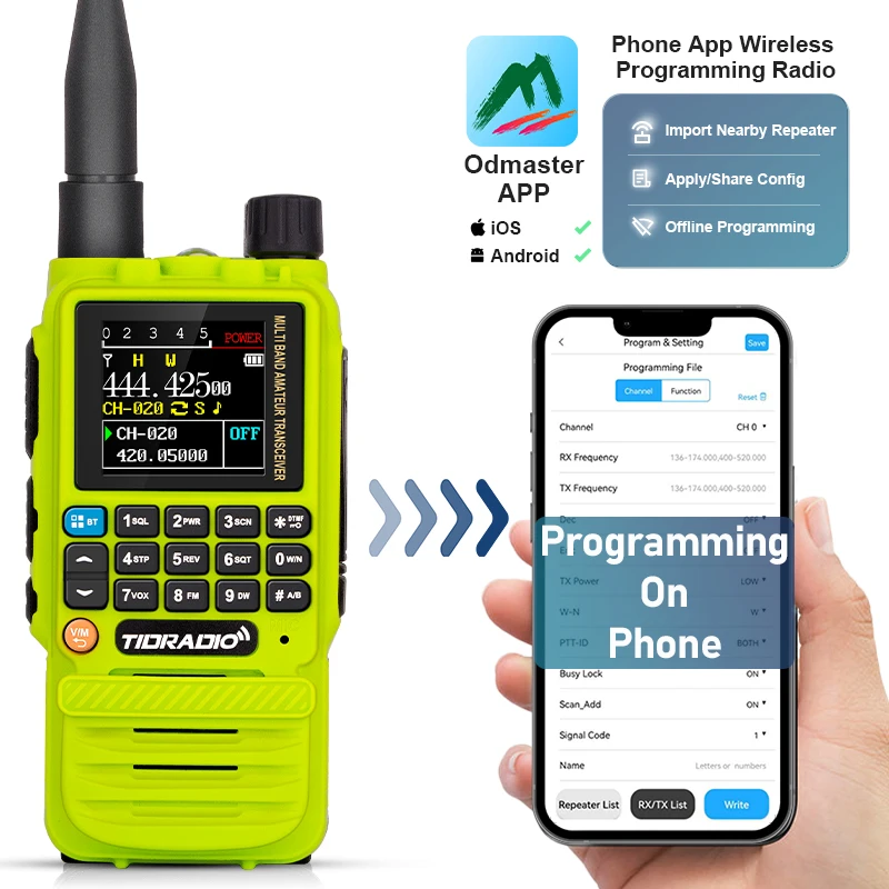 

TIDRADIO TD H3 Многофункциональная рация с беспроводным программированием, дистанционное радио с воздушной лентой, двойное приложение PTT, устройство связи для кемпинга