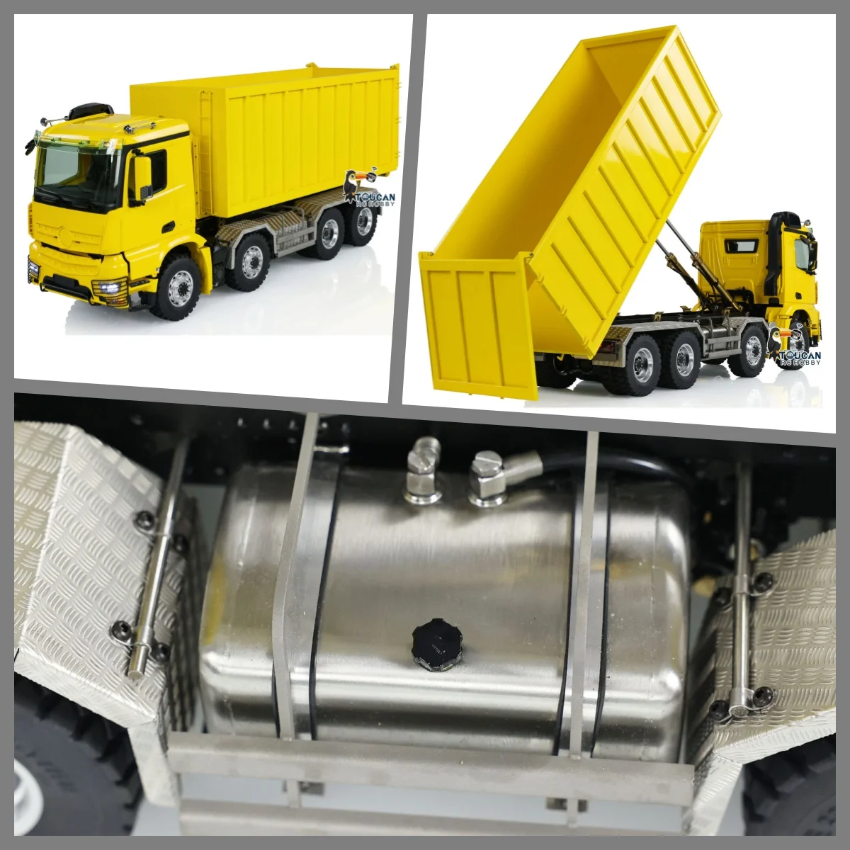 

Toys 8x8 LESU 1/14 Hydraulic RC Dump Truck Roll On/Off Metal Waste Bin Tipper Remote Control Painted Finished Cars THZH1755