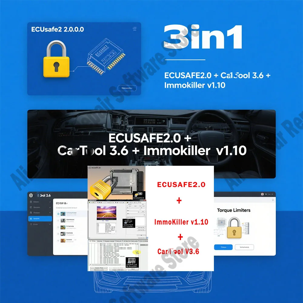 

Latest ECUSafe 2.0 OBD2 Diagnostic Tool Software For Car and Trucks for ecu programming + ImmoKiller V1.10 IMMO off Software