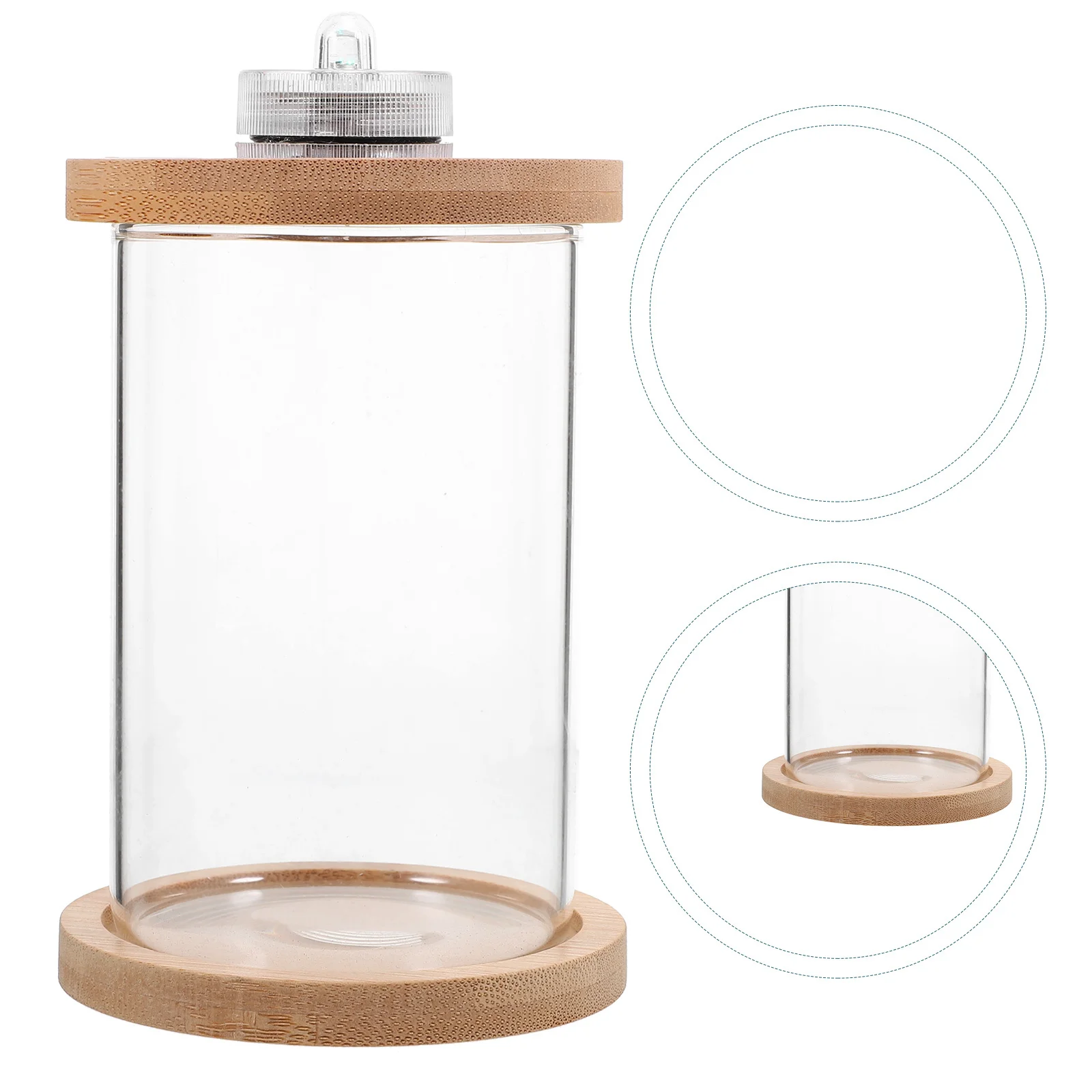 

10Cm Fish Tank Mini Glass Aquarium Led Light Wooden Base Betta Terrarium Kit Desktop Bedside Stress Relief Gift For Lovers