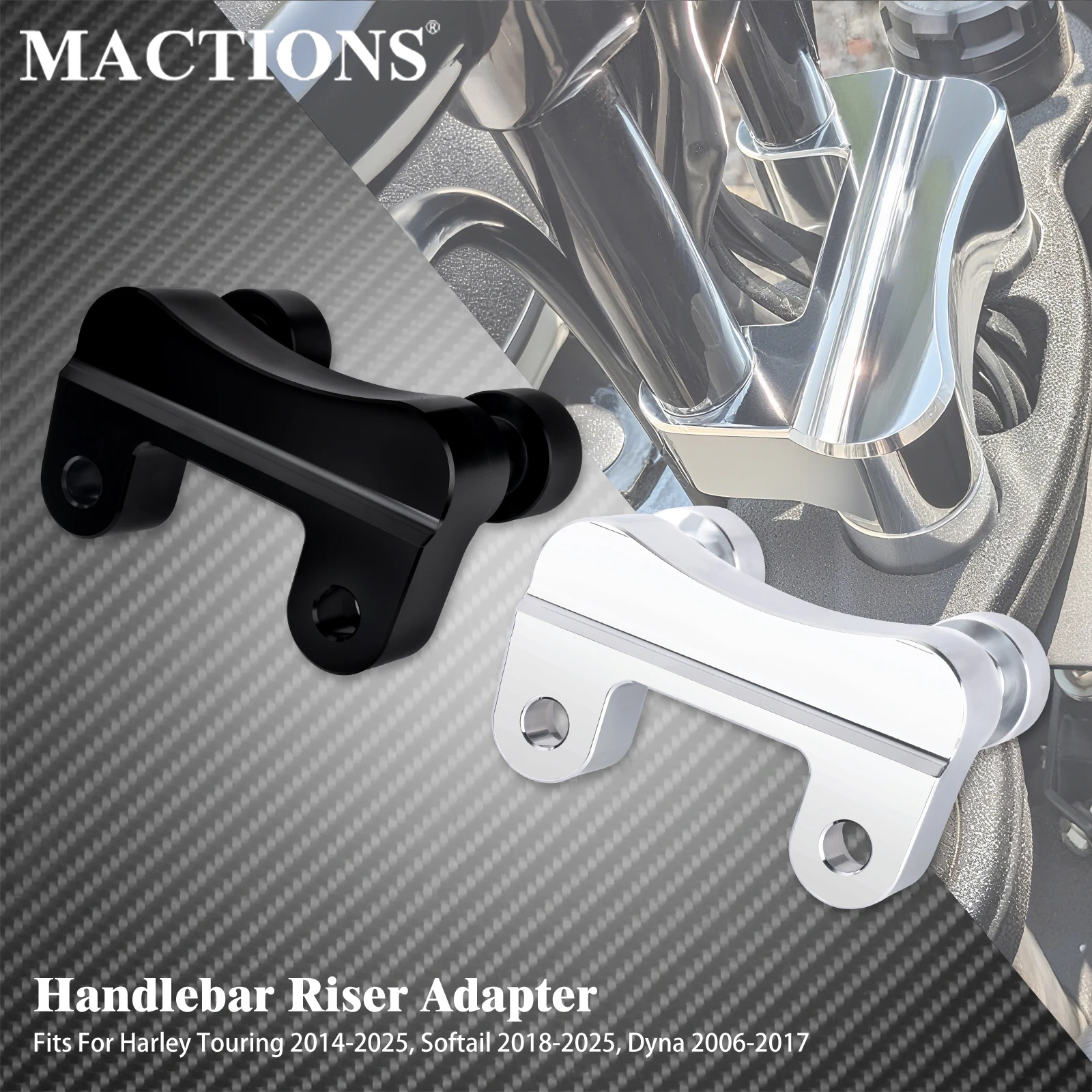 

Motorcycle Handle Bar Mount Clamp Handlebar Riser Adapter Black Chrome For Harley Dyna 06-2017 Softail 18-25 Touring Road Glide