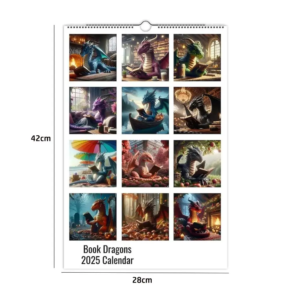 ورقة كتاب التنين 2025 التقويم دوامة ملزمة المحمولة 2025 جدار التقويم الطباعة الواضحة تعلم التنين التقويم للمكتب