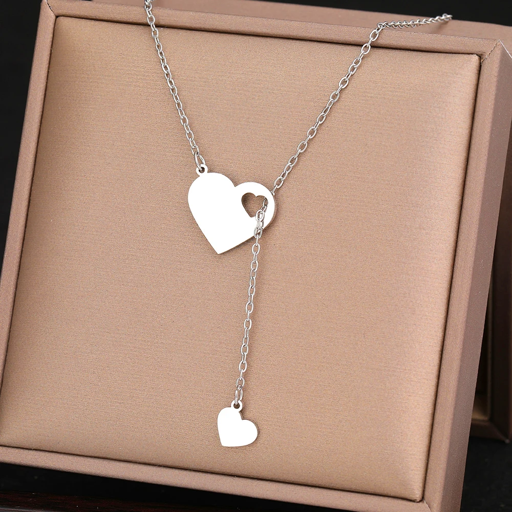 Stainless Steel Necklaces Sweet Heart Pendants Chains Charms Choker Fashion Necklace For Women Jewelry Wedding Party Girls Gifts