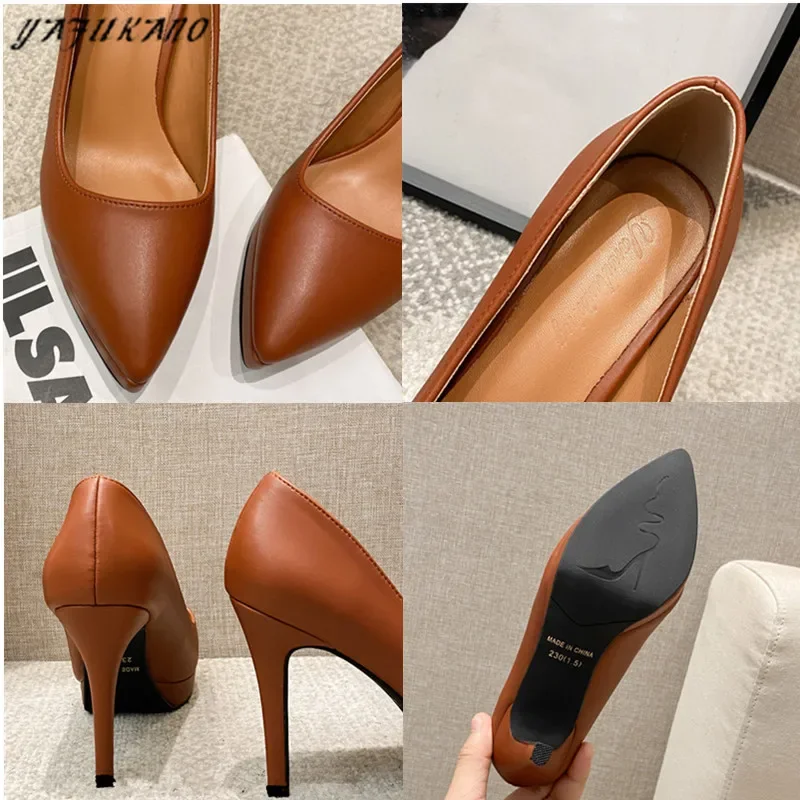 Spring New Black High Heels Sexy 11cm Stiletto Pointed Toe Platform Lady Party Single Shoe Career Korean Womens Pumps Size 34-41