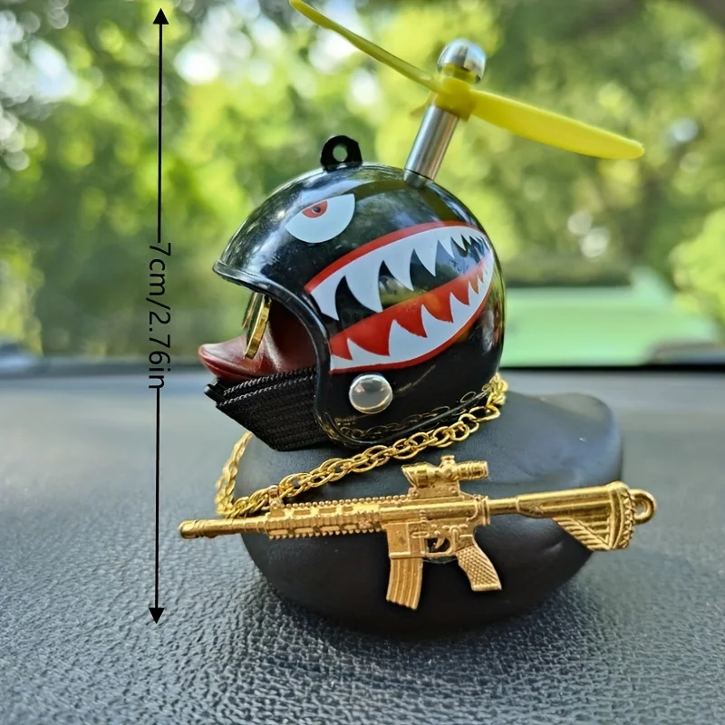 1PC Cool Black Helmet Black Duck Car Decoration Rearview Mirror Decoration