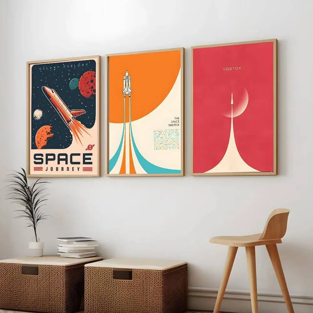 الفضاء صاروخ مستقبل الفضاء المشارك الفن اللوحة ملصق مع المطبوعات غرفة نوم المنزل غرفة المعيشة الديكور هدية #2