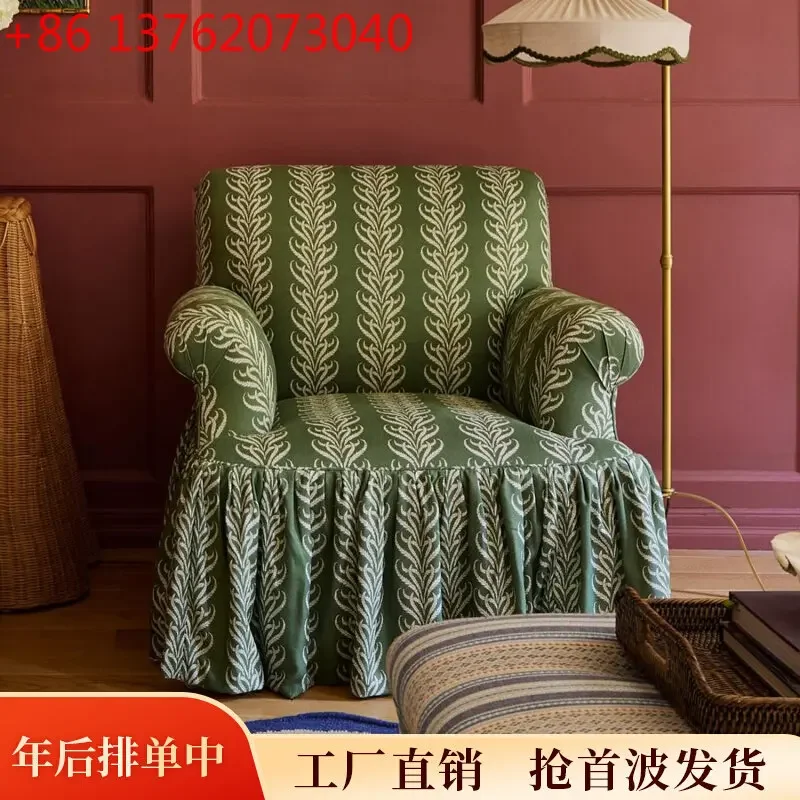 Xx American country printing sofa chair living room solid wood leisure chair French small apartment