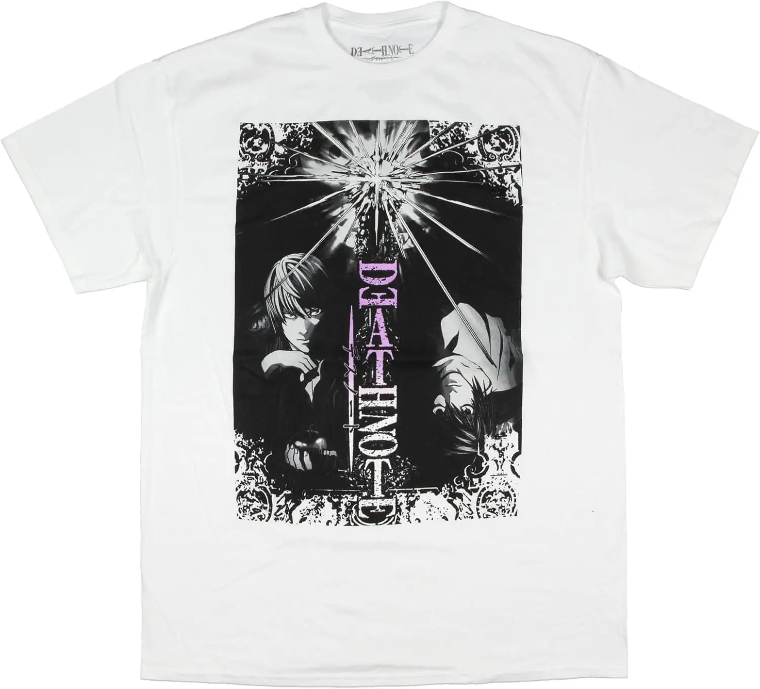 Death Note Men's L VS Light Character Design Graphic Print Adult Anime T-Shirt