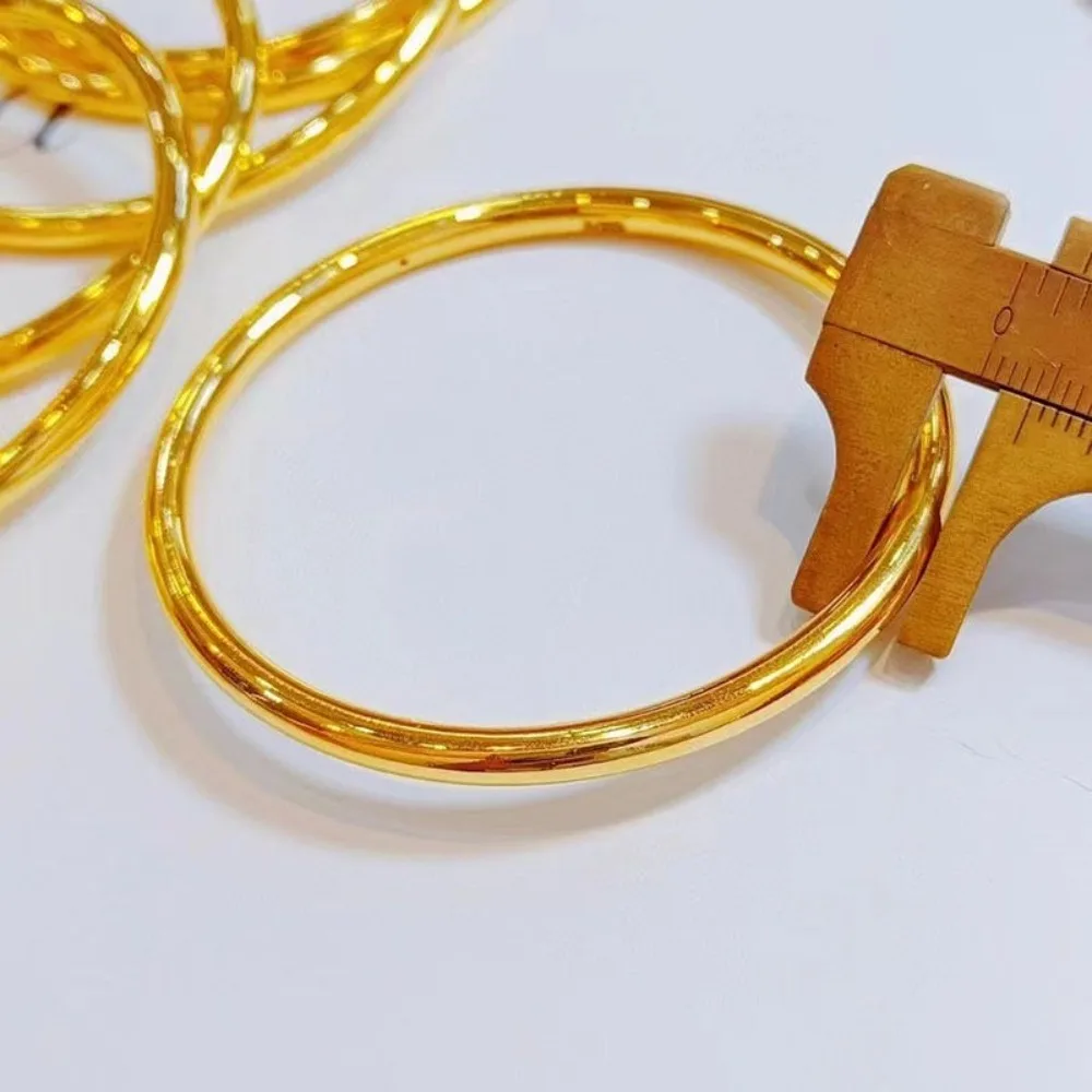 Pulsera sólida de moda, brazalete de Color dorado de acero inoxidable, pulseras simples que no destiñen para mujer