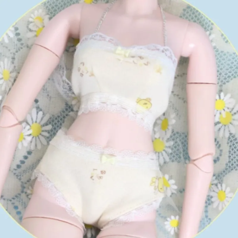 60cm BJD Doll Underwear Set Floral Bra Panties Lingerie Outfit For 1/3 BJD Dolls, Cute Doll Briefs Bikini Clothes Accessories