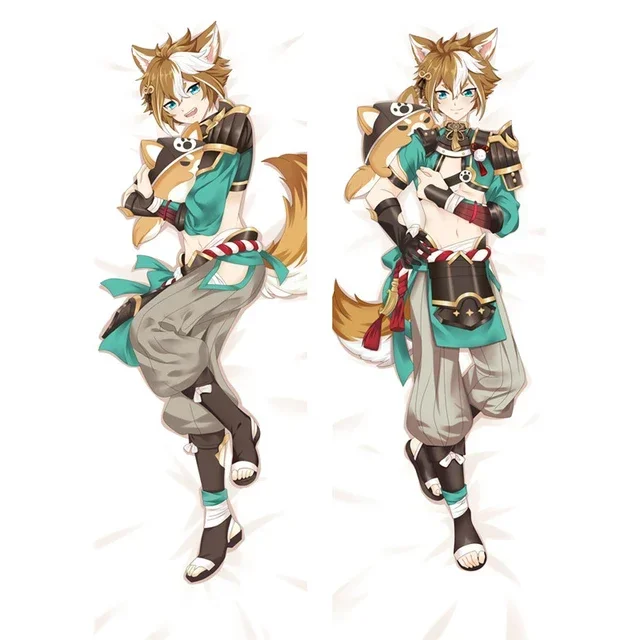 ปลอกหมอนอิงลายเกมอนิเมะ Genshin Impact Gorou Wu Lang dakimakura ขนาด180ซม. ปลอกหมอนสำหรับกอด