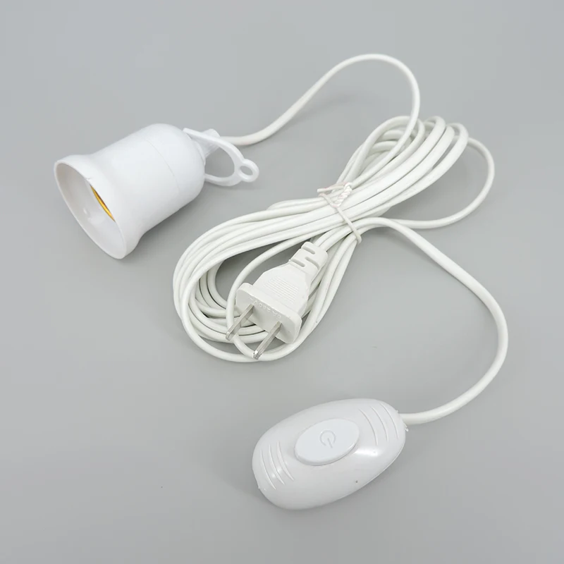 E27 Lamp Base with 4M Power Cord Independent Push Button Switch US Plug E27 Lamp Holder 220V Screw Socket for Grow Light Bulb image 5