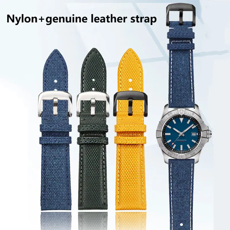 22mm high-quality nylon strap for Breitling Avenger Blackbird mechanical timing B01 super ocean lea-ther bottom watchband