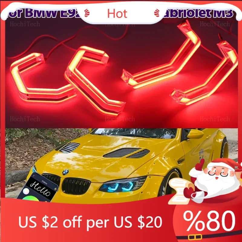 

Styling Mouldings Hot M4 Style RGB Ring Angel Eyes Phone APP control remote LED Headlight Rings for BMW E92 E93 Coupe convertibl