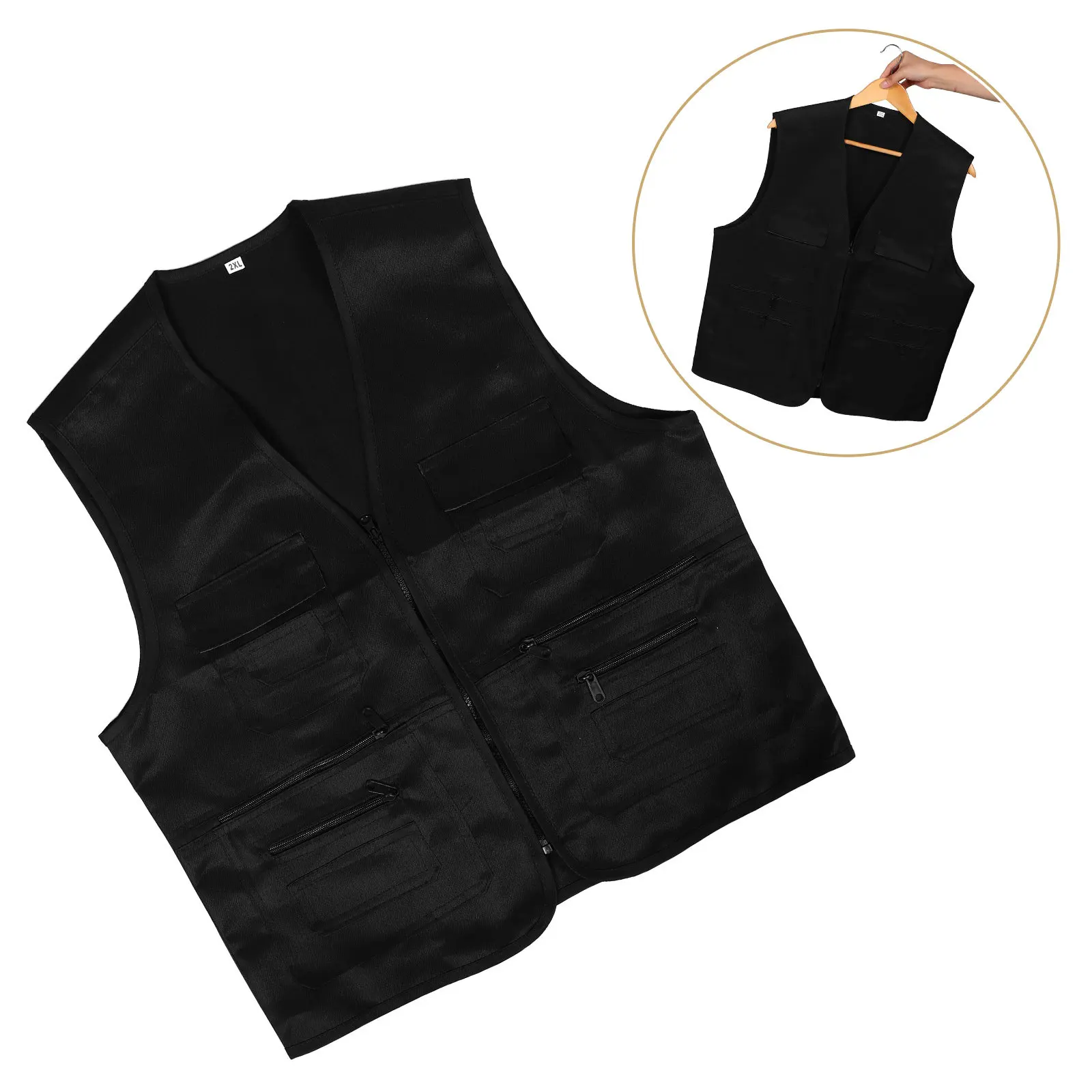 

Multifunctional Men'S Outdoor Vest Lightweight Breathable Multi Pocket Hiking Fishing Camping Travel Workwear Khaki