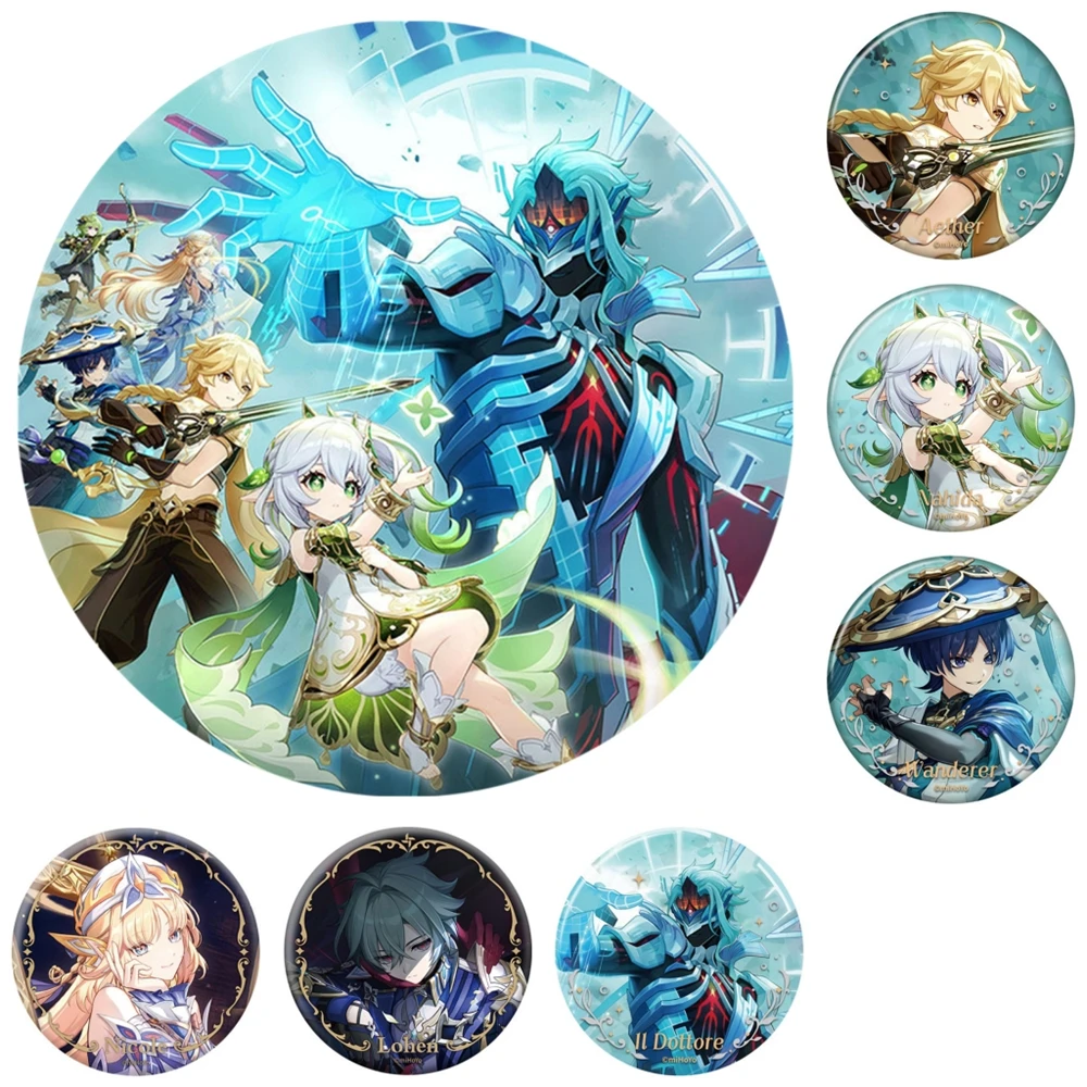 58mm Game Genshin Impact‌ Void Ashes of the Past Varka Nahida Cosplay COSTUME Badge Pin SPTE Tinplate Brooch﻿ Prop Xmas Gilf