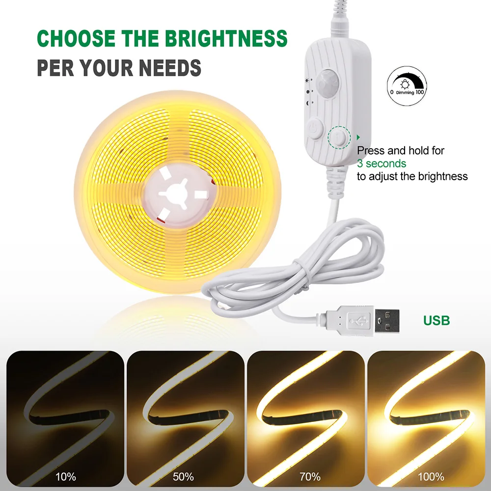 Bewegungsmelder, 5 V, LED-COB-Lichtleiste, batteriebetrieben, USB-betrieben, automatische EIN/AUS-Liner, Beleuchtungsdiode für Schrank, Kleiderschrank, Küche, Treppe – Detail 14