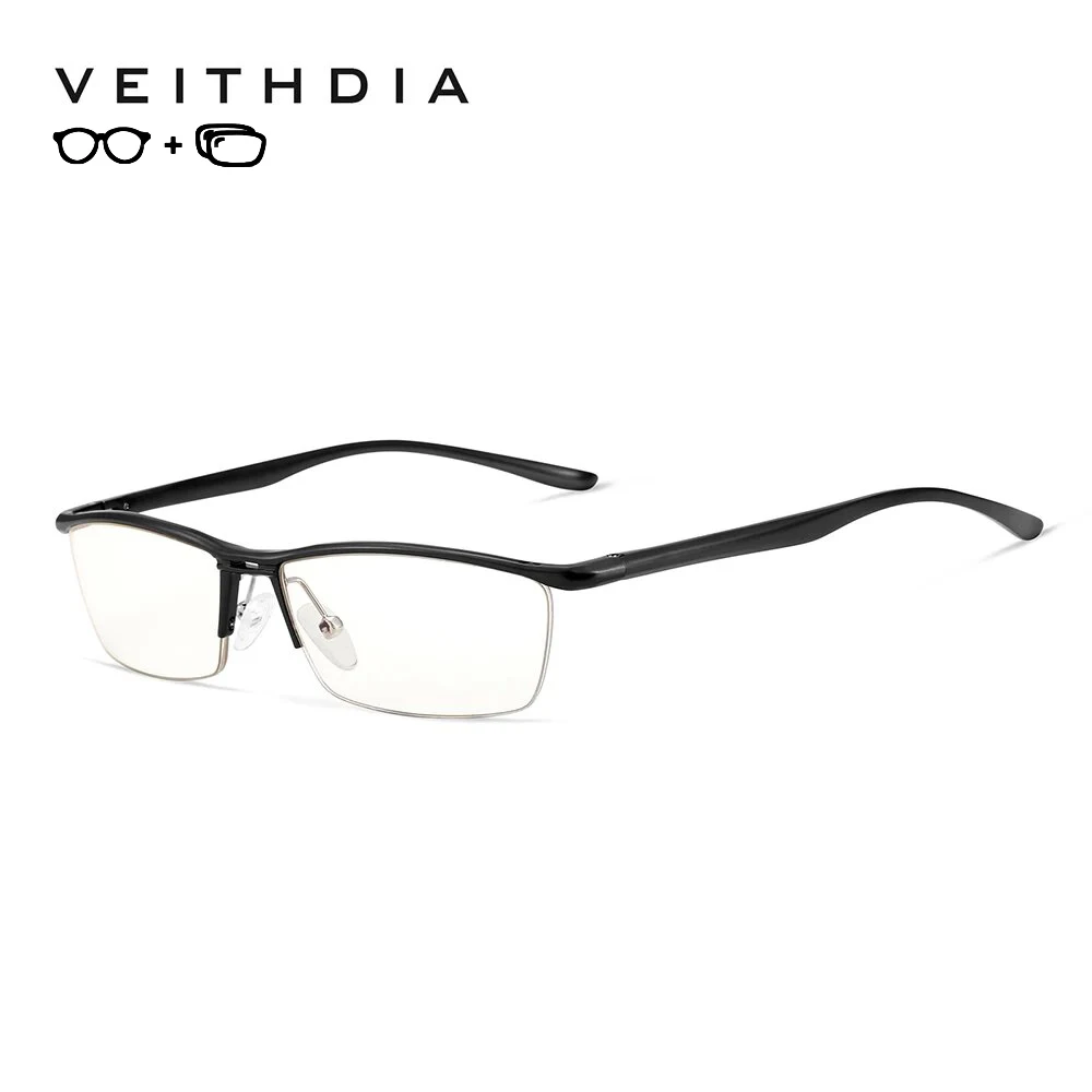 

VEITHDIA Aluminum Progressive borderless Glasses Photochromic Prescription Myopia Eyewear Frame with Recipe Men Women P8761