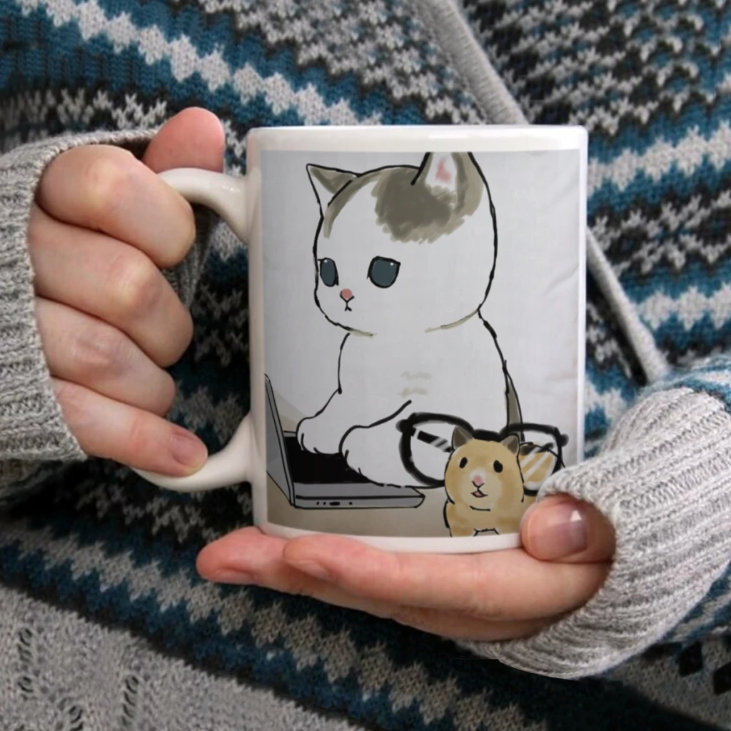 Cute-and-funny-cat-hamster-Coffee Mug 11oz Fun Ceramic Coffee Tea Cocoa Cup Handle Tea Drink Cup