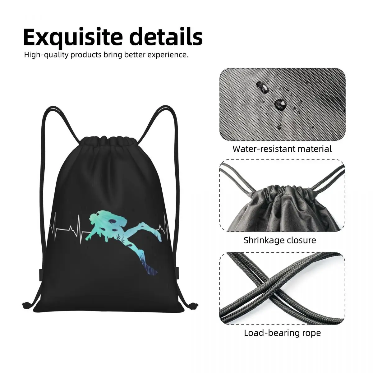 Tauchen Herzschlag Kordel zug Rucksack Frauen Männer Fitness studio Sport Sackpack faltbare Taucher Taucher Trainings tasche Sack