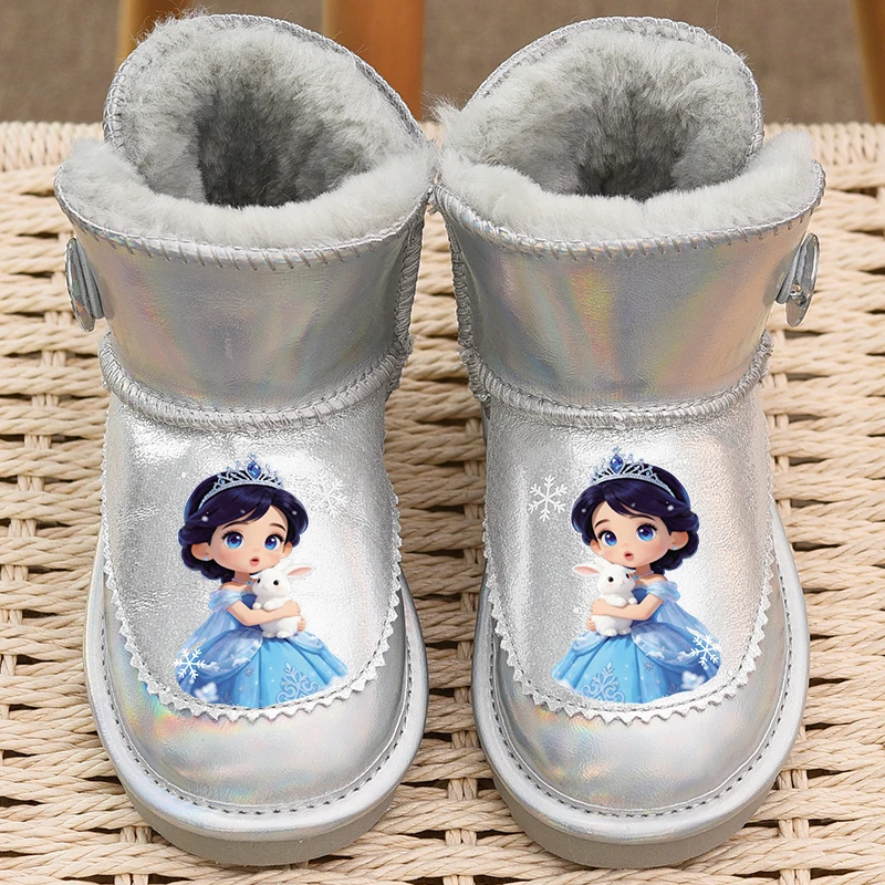 

Girls' Snow Boots, Children's Genuine Leather Snow Cotton Boots, 2025 Winter Edition, Girls' Winter Boots, Boys' Waterproof Short Boots