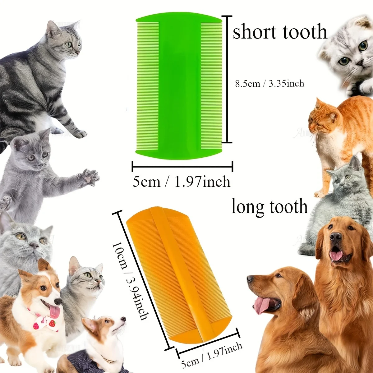 Pet Flea Combs, Dog Cat Combs, Hair Removal Massaging Shell Combs, Pet Combs for Removal Dandruff, Hair Stain(Random Colour)