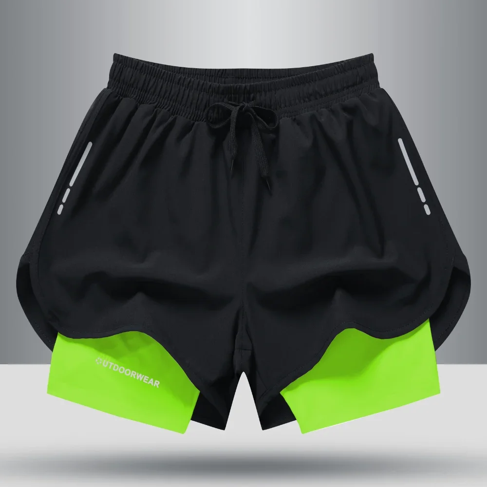 Quick-dry Sports Shorts Men\'s Basketball Marathon Running Fitness Three-point Gym Shorts Fake Two Anti-walking Swimming Trunks