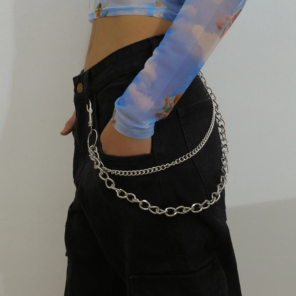 Retro Metal Jeans Chain Long Punk Hip-hop Trendy Belt Body Chain Waist Chain for Girls Lady Trousers Chain for Hip Hop