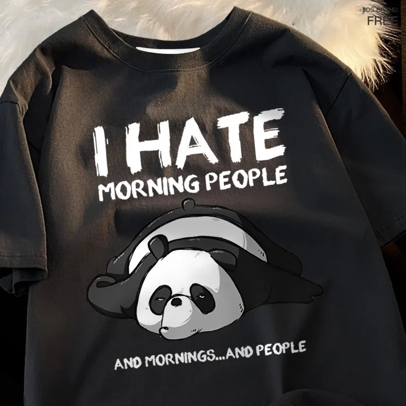 Eu odeio pessoas da manhã e pessoas da manhã unissex hip-hop solto camiseta elegante respirável confortável de secagem rápida