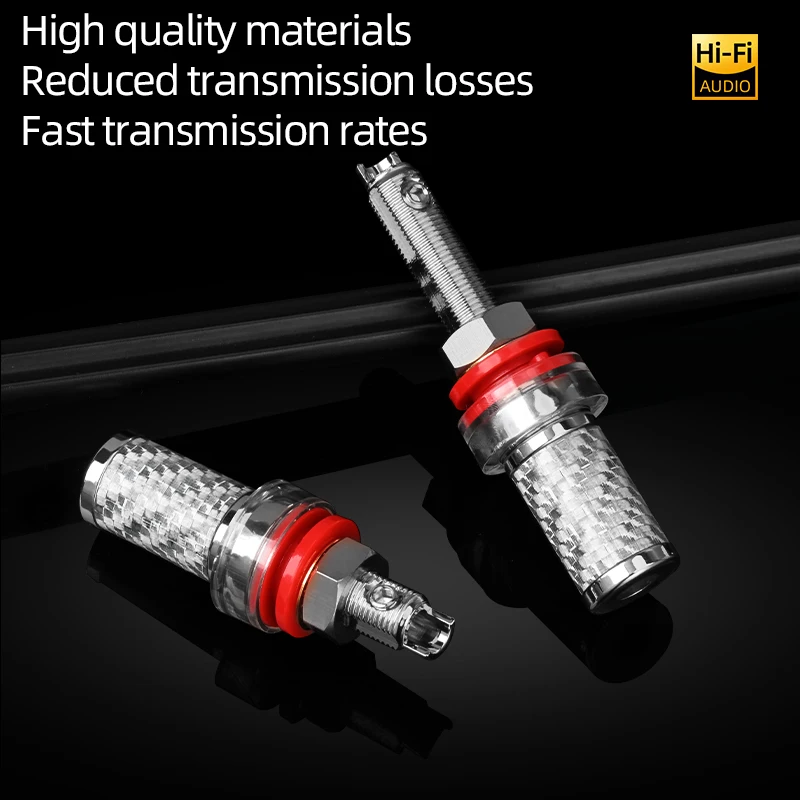 4PCS Hi-end Speaker Binding Post Carbon Fiber Rhodium Plated HIFI Amplifier Speaker Terminal Binding Post Socket