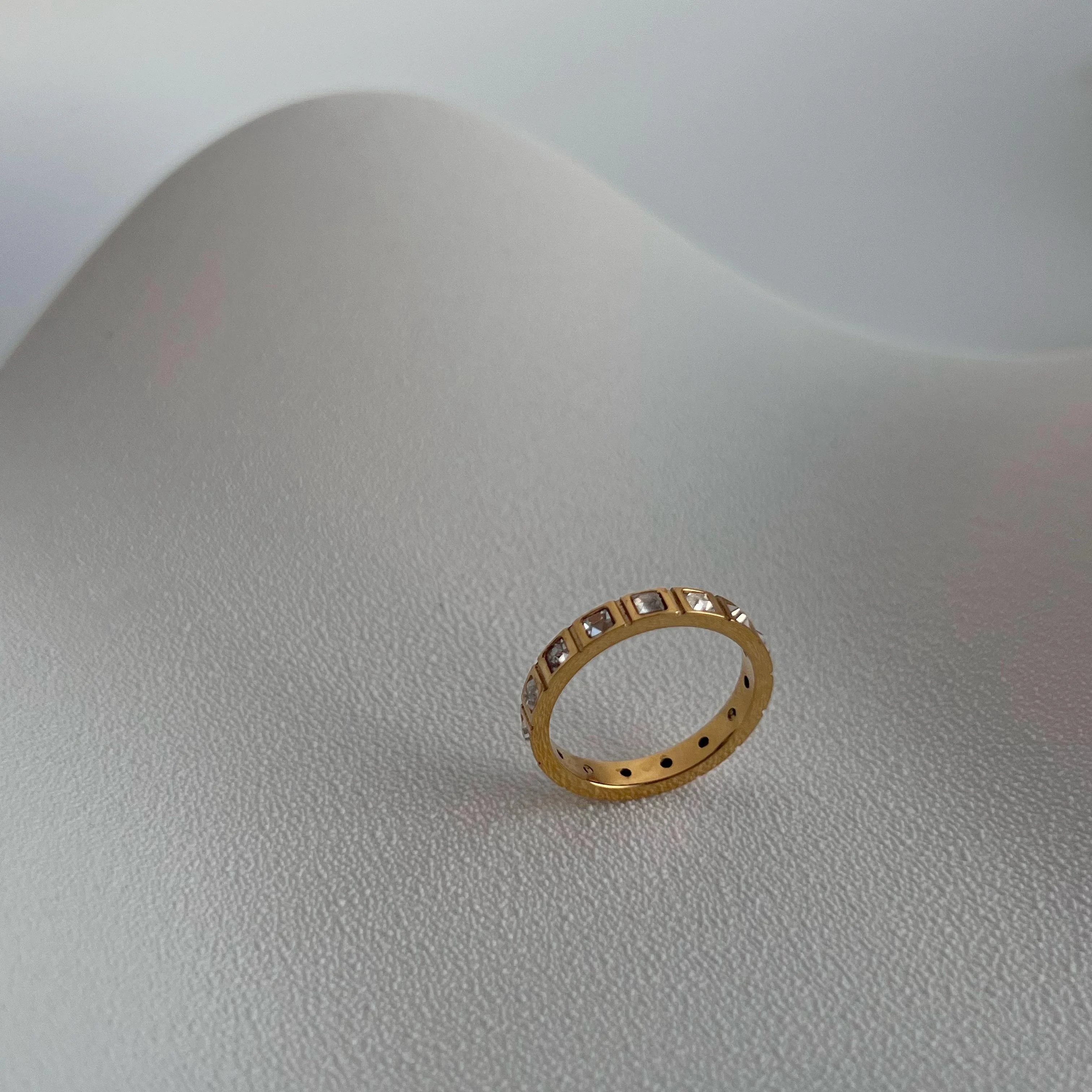 DASEIN 2025 New Minimalist Square Zircon Iced Out Ring for Women Unique Design 18k Gold Plated Stainless Steel Jewelry for Party