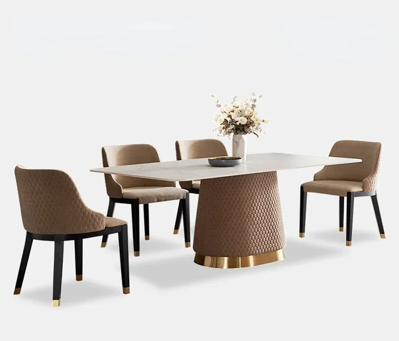 

Light Luxury Stone Plate Dining Table Rectangular Simple Modern Small Apartment Restaurant Villa Home