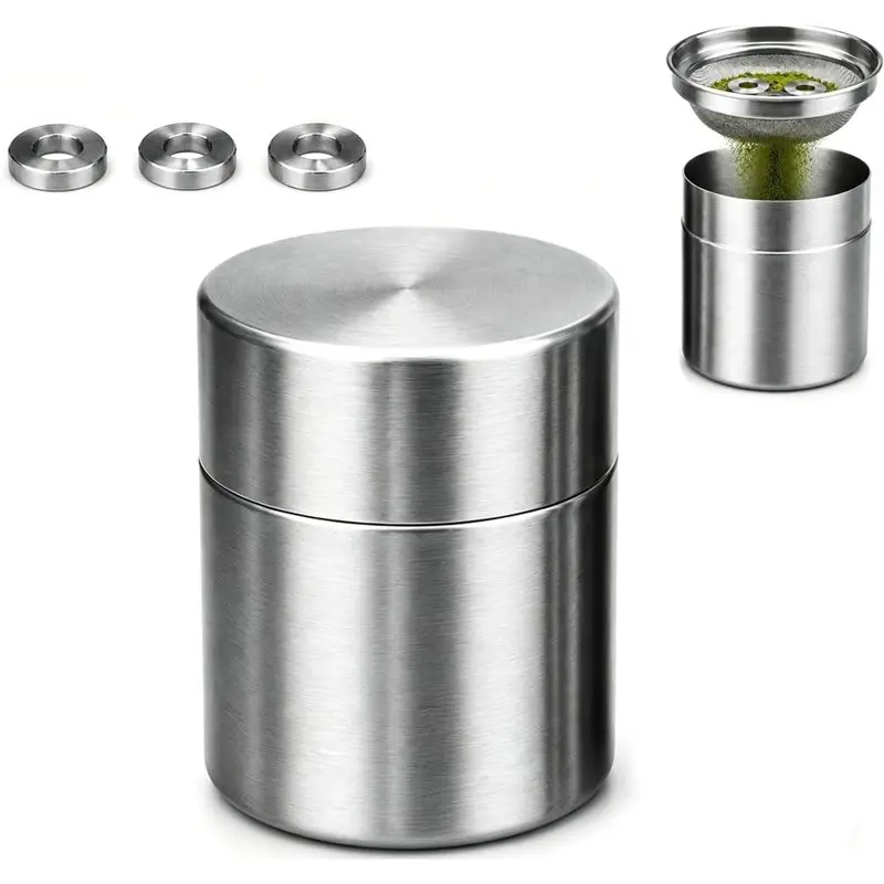 ABKP-1-Pack Matcha Powder Sifter And Storage Tin Set, Stainless Steel Matcha Shaker Canisters ,For Matcha Latte, Kitchen
