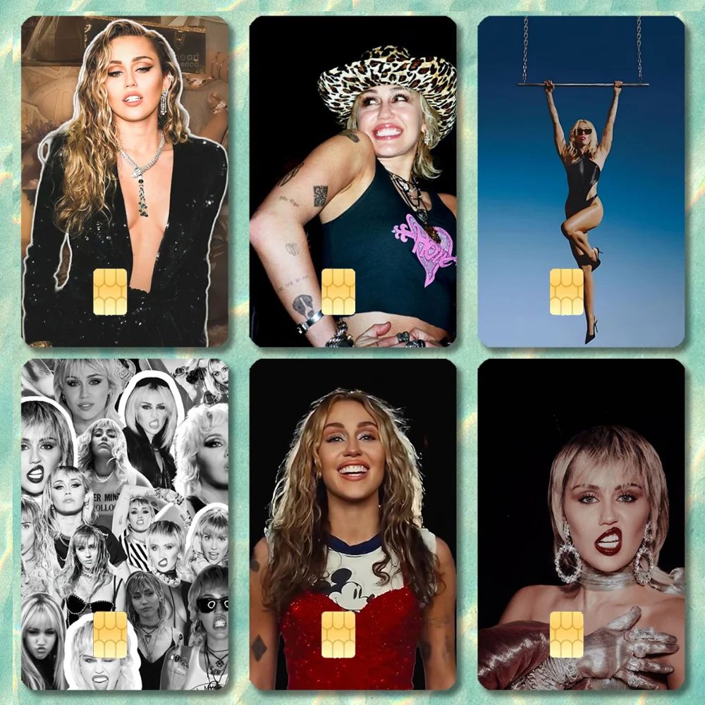 

Singer M-Miley C-Cyrus Stickers Cartoon Credit Card Visa Debit Bank Charge Card Bus Metro Waterproof Sticker Decal Decoration
